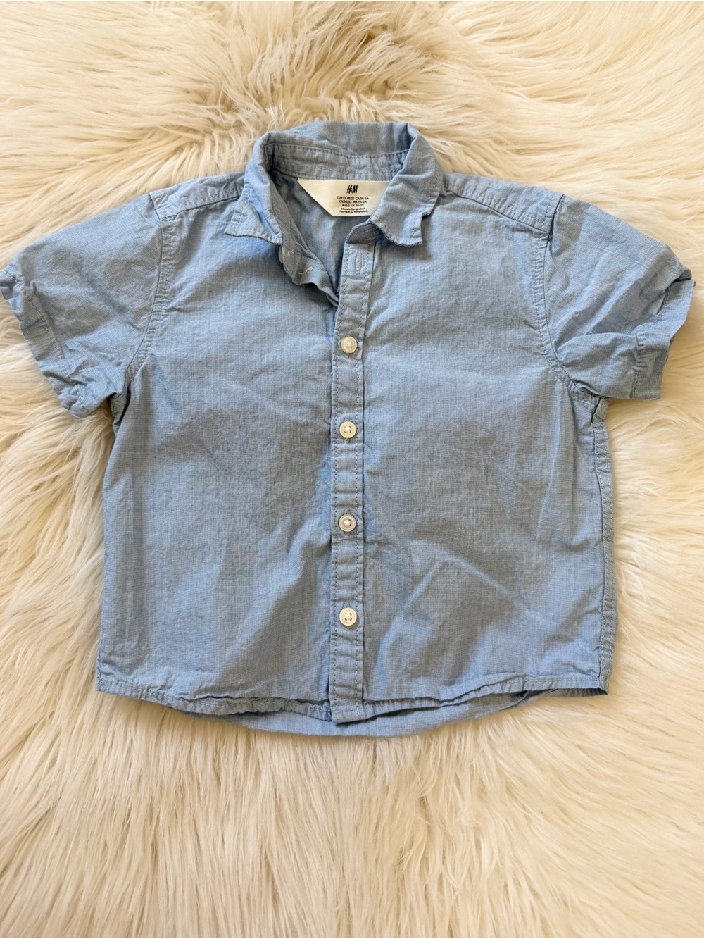 H&M Boys Light Blue Short Sleeve Button-Down Shirt